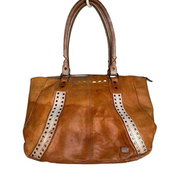 Bed Stu Handbags - Bed Stu Tan Leather Tote with Studded Accents
